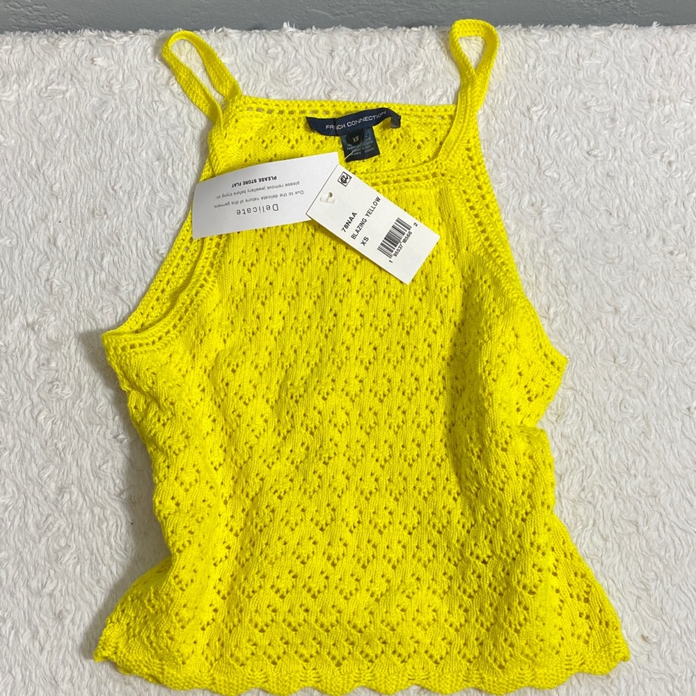 Yellow Lace Knit Tank Top NWT